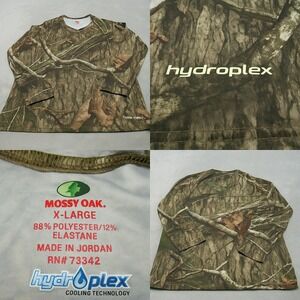 Mossy Oak‎ Shirt Mens XL Green Camo Hydroplex Long Sleeve Crew Neck Hunting